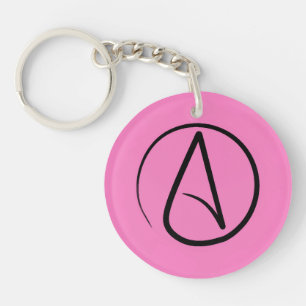Atheist symbol: black on light pink key ring