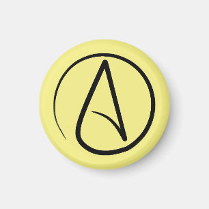 Atheist symbol: black on light yellow magnet