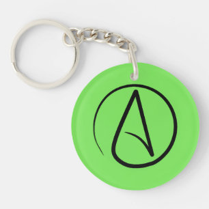 Atheist symbol: black on lime green key ring