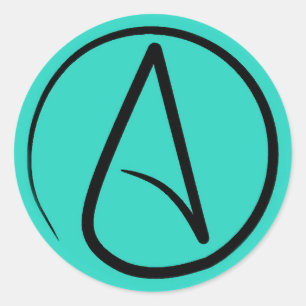 Atheist symbol: black on verdigris classic round sticker