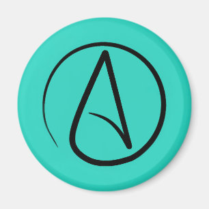 Atheist symbol: black on verdigris magnet