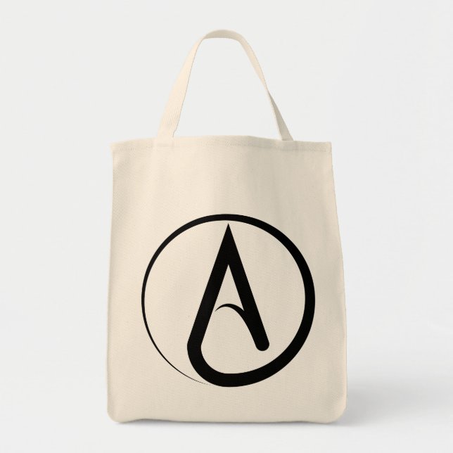 Atheist Symbol Black Tote Bag (Front)