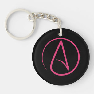 Atheist symbol: pink on black key ring