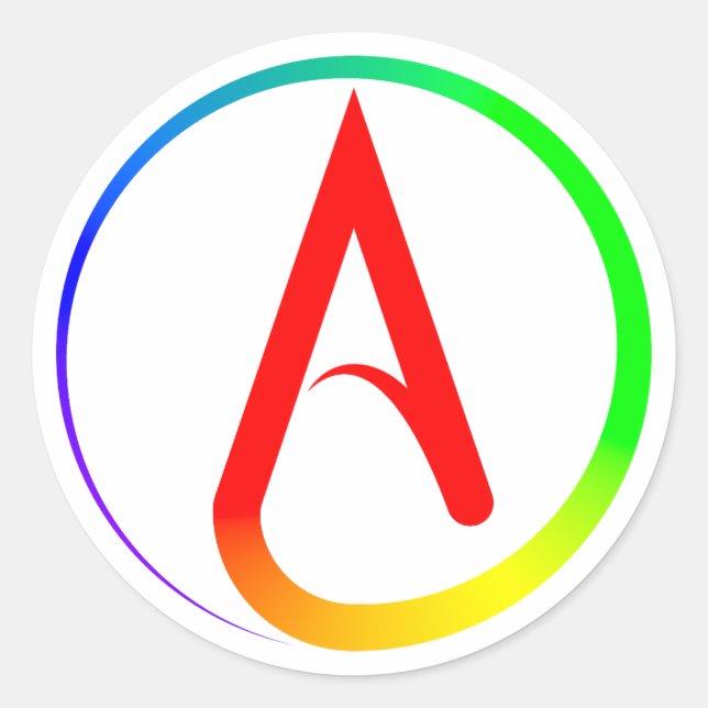Atheist Symbol Rainbow Classic Round Sticker (Front)