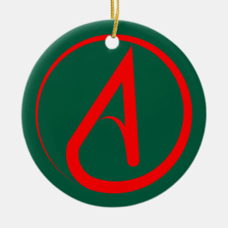 Atheist Symbol Red Ceramic Tree Decoration