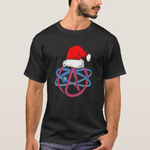 Atheist symbol science logo Santa hat Christmas T-Shirt