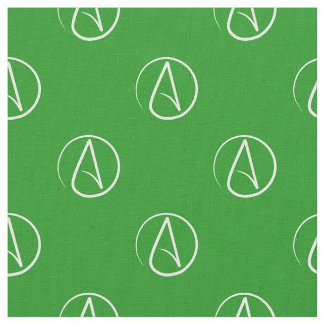 Atheist symbol: white on green fabric (Close Up)
