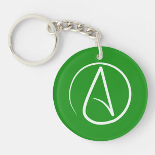 Atheist symbol: white on green key ring