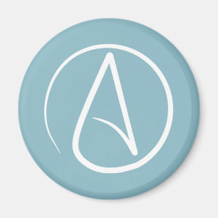 Atheist symbol: white on grey-blue magnet