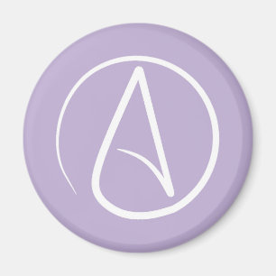 Atheist symbol: white on lavender magnet