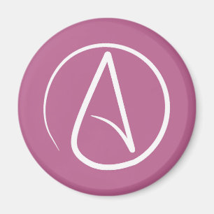 Atheist  symbol: white on mauve pink magnet