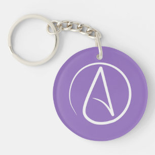 Atheist symbol: white on purple key ring