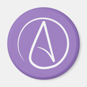 Atheist symbol: white on purple magnet