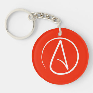 Atheist symbol: white on red key ring