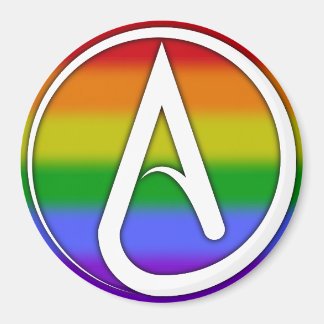 Atheist Symbol White over Rainbow Magnet