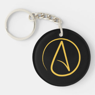 Atheist symbol: yellow on black key ring
