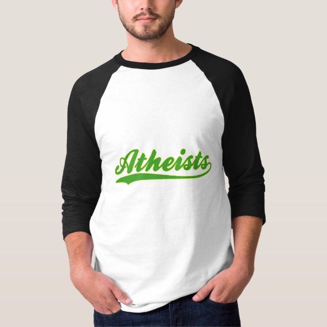 Atheists Faux Baseball Jersey T-Shirt (Front)