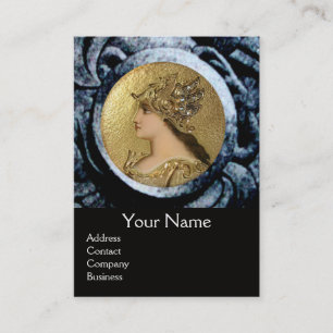 ATHENA AND FIGHTING GRYPHONS MONOGRAM ,Red Ruby Business Card