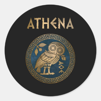 Athena Athenian Owl Symbol Of Greek Goddess Athena Classic Round Sticker