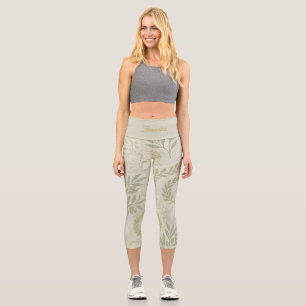 Athena Botanical Activewear Olive Laurel Greek Capri Leggings