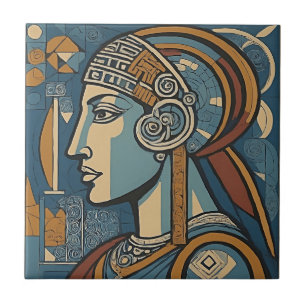 Athena - Goddess of Wisdom in Picasso's Style Tile