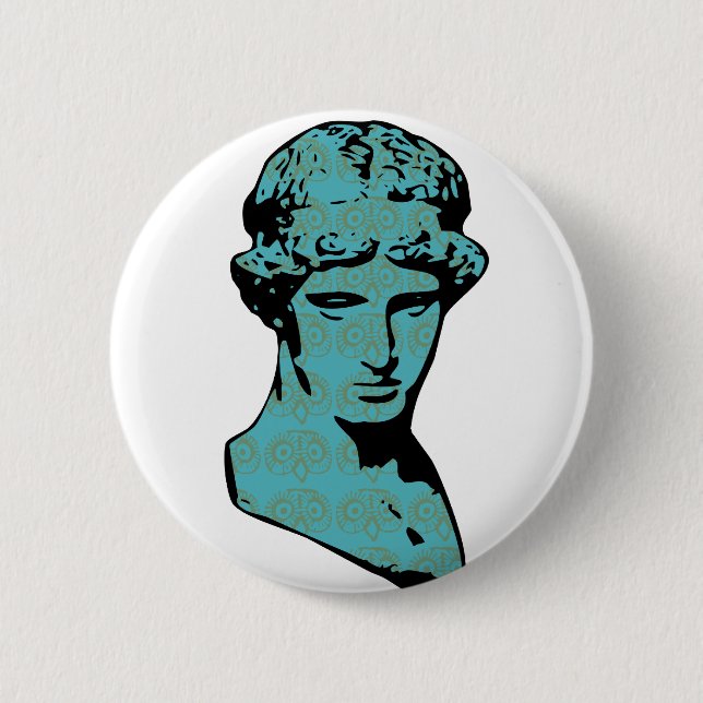 Athena Marble Statue 6 Cm Round Badge (Front)