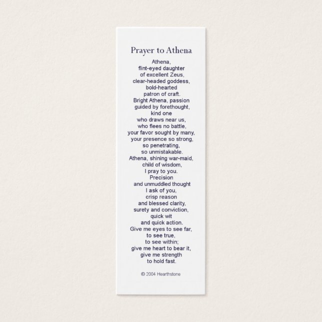 Athena Prayer Card (Front)