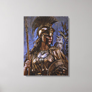 "Athena’s Eternal Vigil" Colourful Portrait      Canvas Print