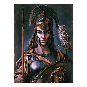 "Athena’s Fierce Loyalty" Colourful Portrait Poster