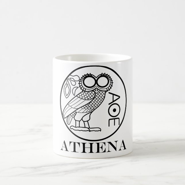 Athena’s owl tetradrachm (Engravers Font) Coffee Mug (Center)