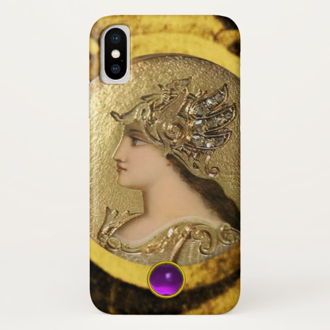 ATHENA WITH FANTASY GRIFFINS AND PURPLE GEMSTONE Case-Mate iPhone CASE (Back)