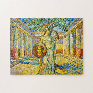 Athena with Owl and Shield by Olive Tree in Temple Jigsaw Puzzle
