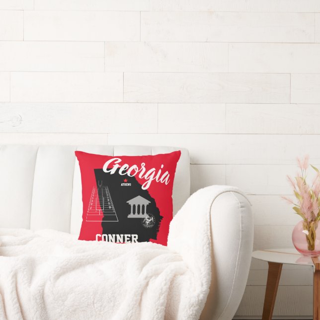 Athens Georgia Black and Red Throw Pillow (Couch)