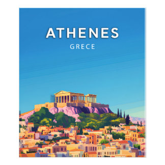 Athens, Grece, Poster style retro-chic