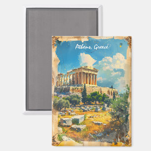 Athens Greece Acropolis Painting  Magnet