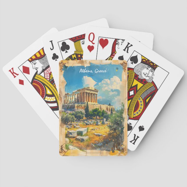 Athens Greece Acropolis Painting  Playing Cards (Back)