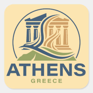 Athens Greece Acropolis Parthenon Square Sticker