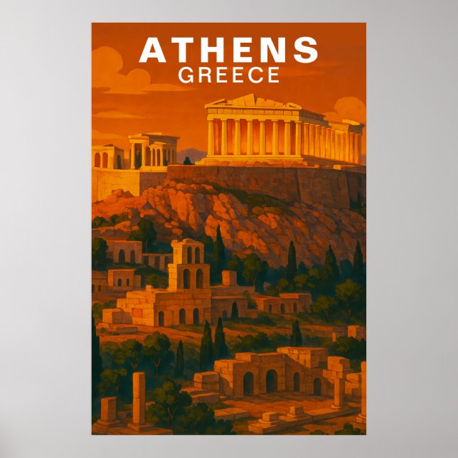 Athens, Greece Ancient Classic Ruins Poster (Front)