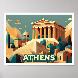 Athens Greece artistic colourful Poster