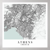 Athens Greece Blue Water Street Map