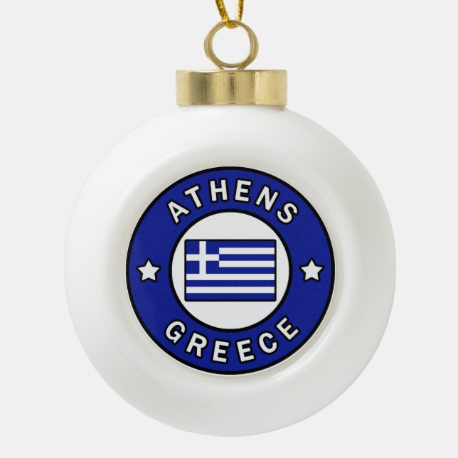 Athens Greece Ceramic Ball Christmas Ornament (Front)