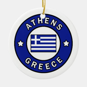 Athens Greece Ceramic Tree Decoration