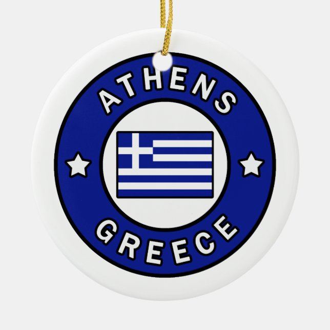 Athens Greece Ceramic Tree Decoration (Front)