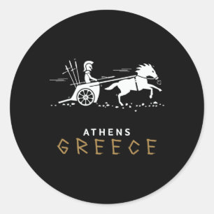 Athens Greece Chariot Travel Vacation Men And Boys Classic Round Sticker