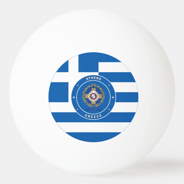 Athens, Greece Emblem & Flag Ping Pong Ball (Front)