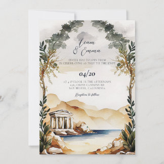 Athens Greece Greek Wedding Invitation