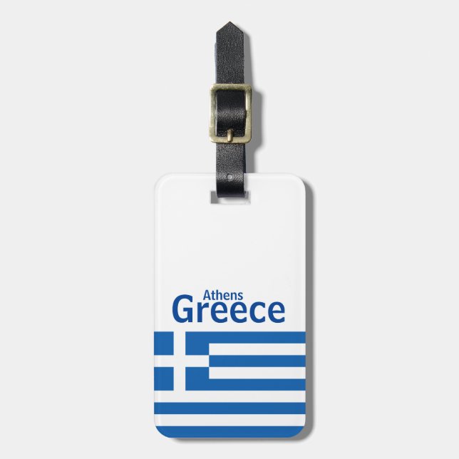 Athens, Greece Luggage Tag w/ leather strap (Front Vertical)