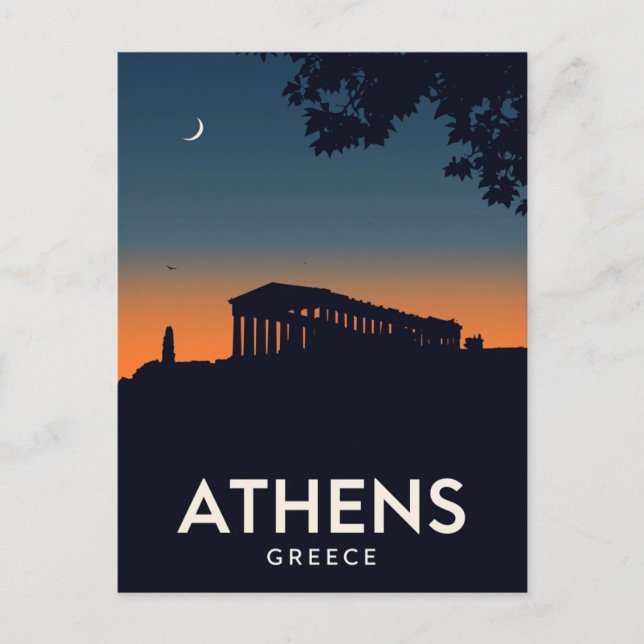 Athens Greece Parthenon Silhouette Postcard (Front)