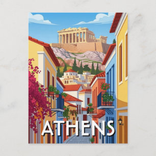 Athens Greece Plaka Travel Postcard