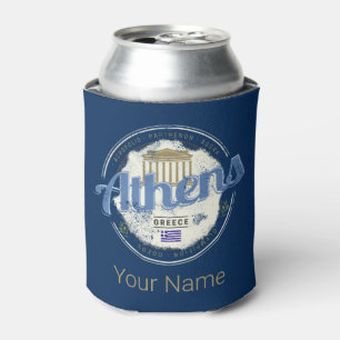 Athens Greece Retro Acropolis Vintage Souvenir Can Cooler